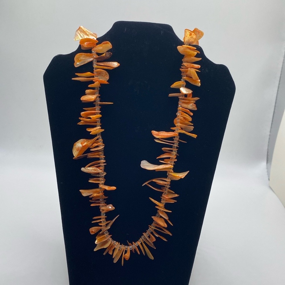 Orange Freshwater Necklace Cultured Pearls Crimson Natural Flat Baroque Pearls